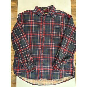 Club Room Plaid Corduroy Button Down Shirt Long Sleeve Blue Red Mens